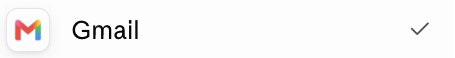 Карточка Gmail с галочкой подключённого сервиса